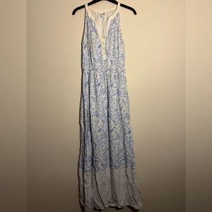 Elegant Blue Floral Maxi Dress